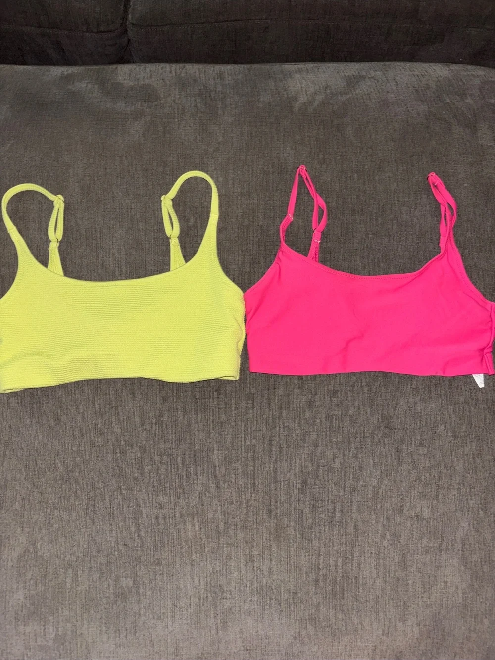 Old Navy Neon Yellow and Hot Pink Bikini Tops